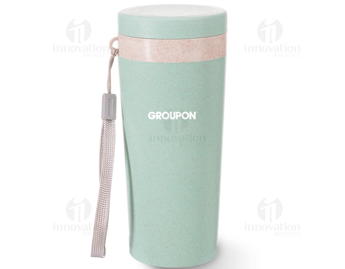 Copo térmico de 350ml feito de fibra de bambu. Copo térmico de 350ml feito de fibra de bambu.