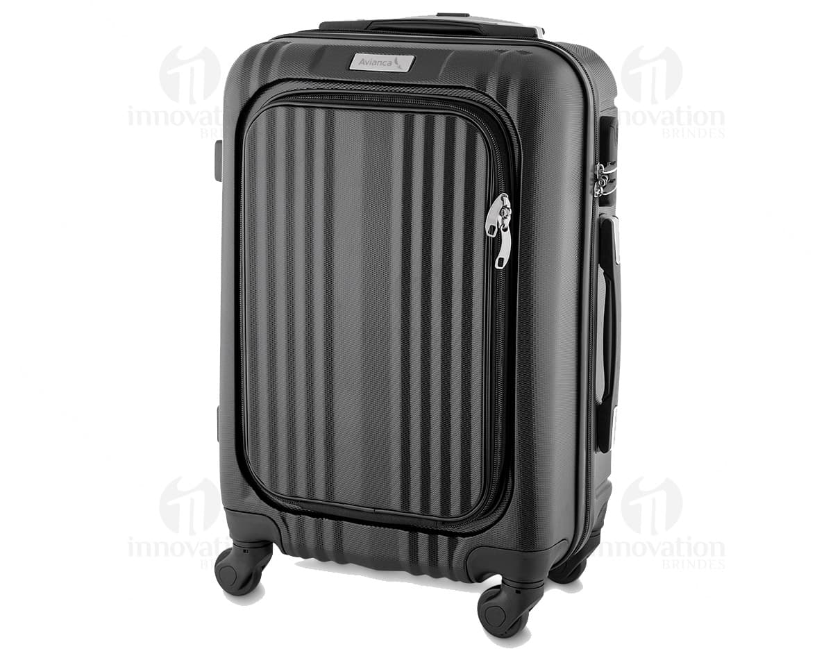 Mala de viagem feita de material ABS, possui rodas giratórias para facilitar o transporte. Mala de viagem feita de material ABS, possui rodas giratórias para facilitar o transporte.
