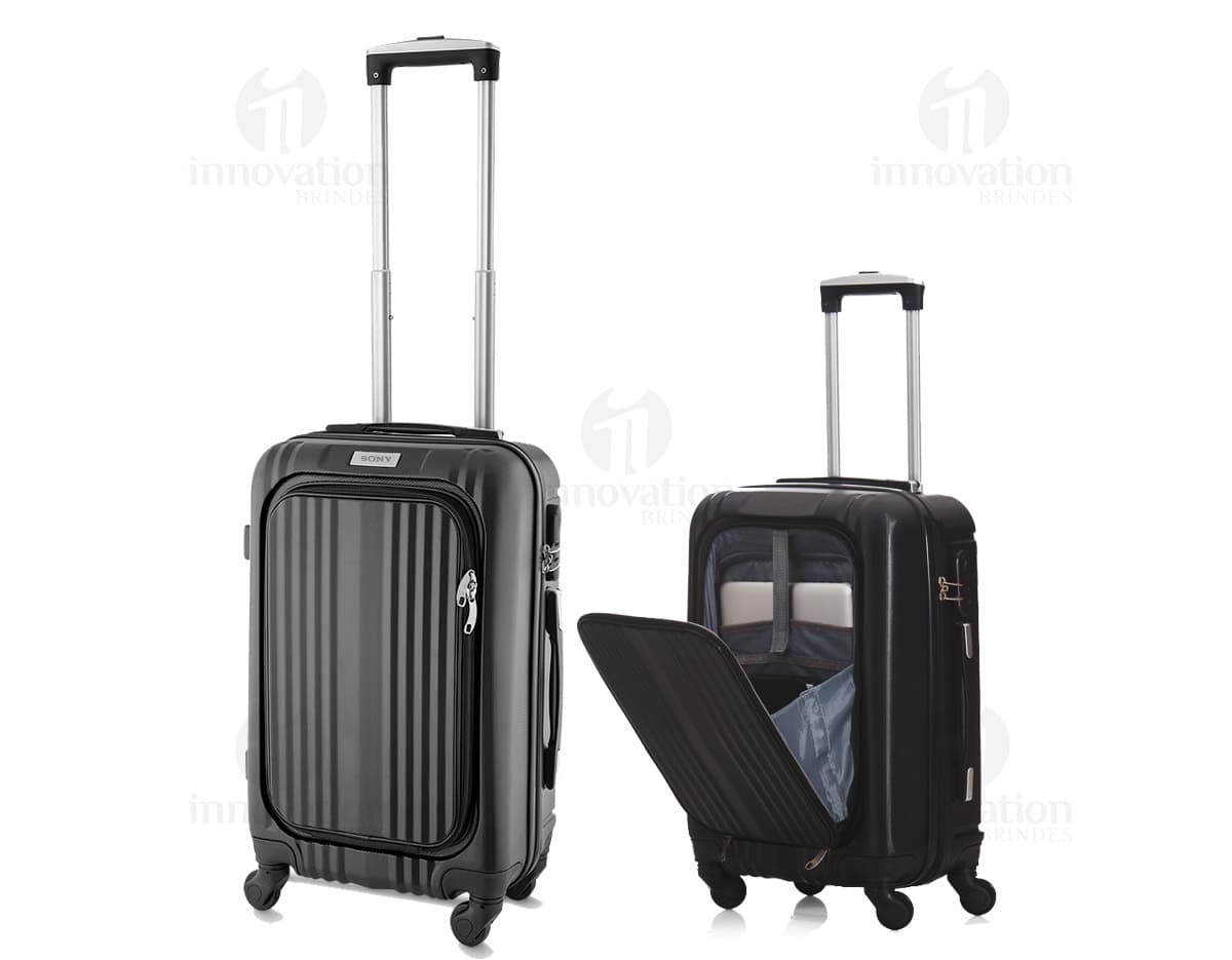 Mala de viagem feita de material ABS, possui rodas giratórias para facilitar o transporte. Mala de viagem feita de material ABS, possui rodas giratórias para facilitar o transporte.