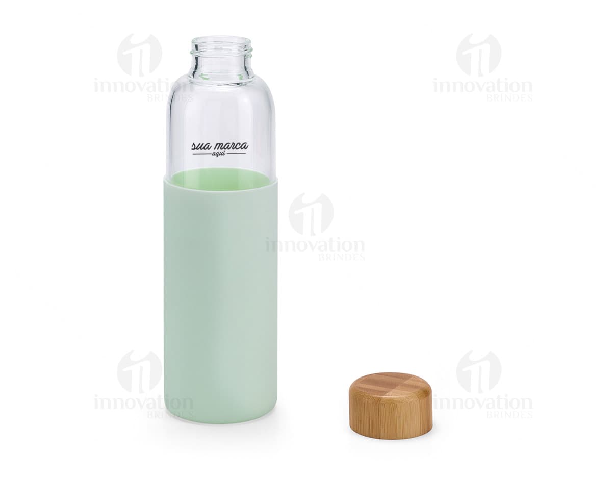 Produto de qualidade com design moderno, Squeez O Vidro Bambu Silicone 600ml em tonalidades de amarelo e transparente. Produto de qualidade com design moderno, Squeez O Vidro Bambu Silicone 600ml em tonalidades de amarelo e transparente.
