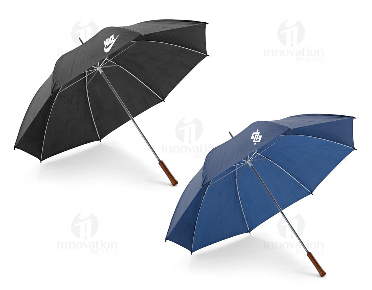 Guarda sol poliéster 210T com forro em destaque. Guarda sol poliéster 210T com forro em destaque.