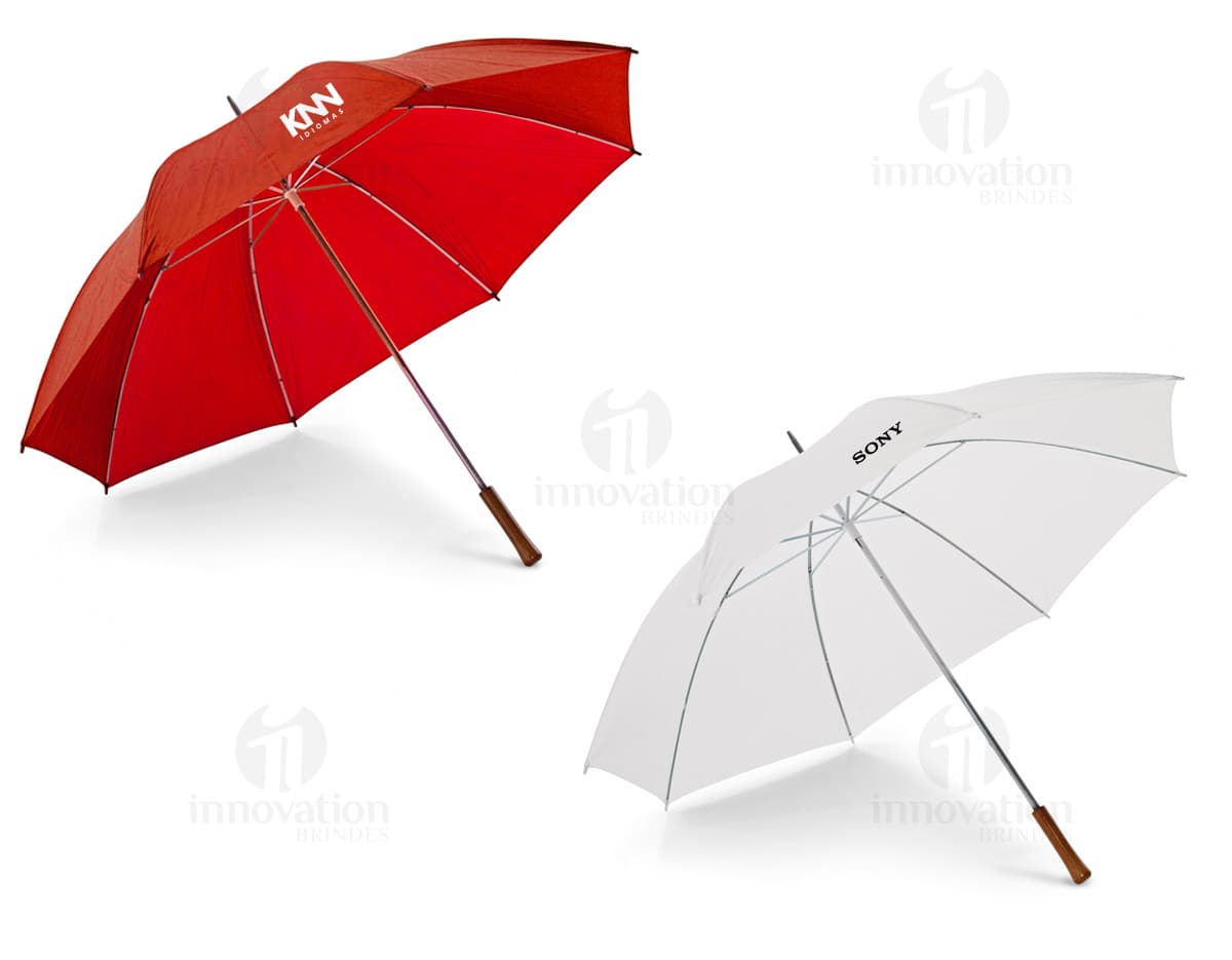 Guarda sol poliéster 210T com forro em destaque. Guarda sol poliéster 210T com forro em destaque.