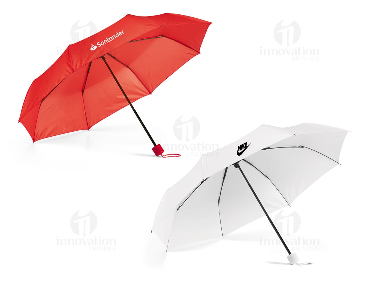 Guarda-chuva dobrável feito de poliéster 190T. Guarda-chuva dobrável feito de poliéster 190T.