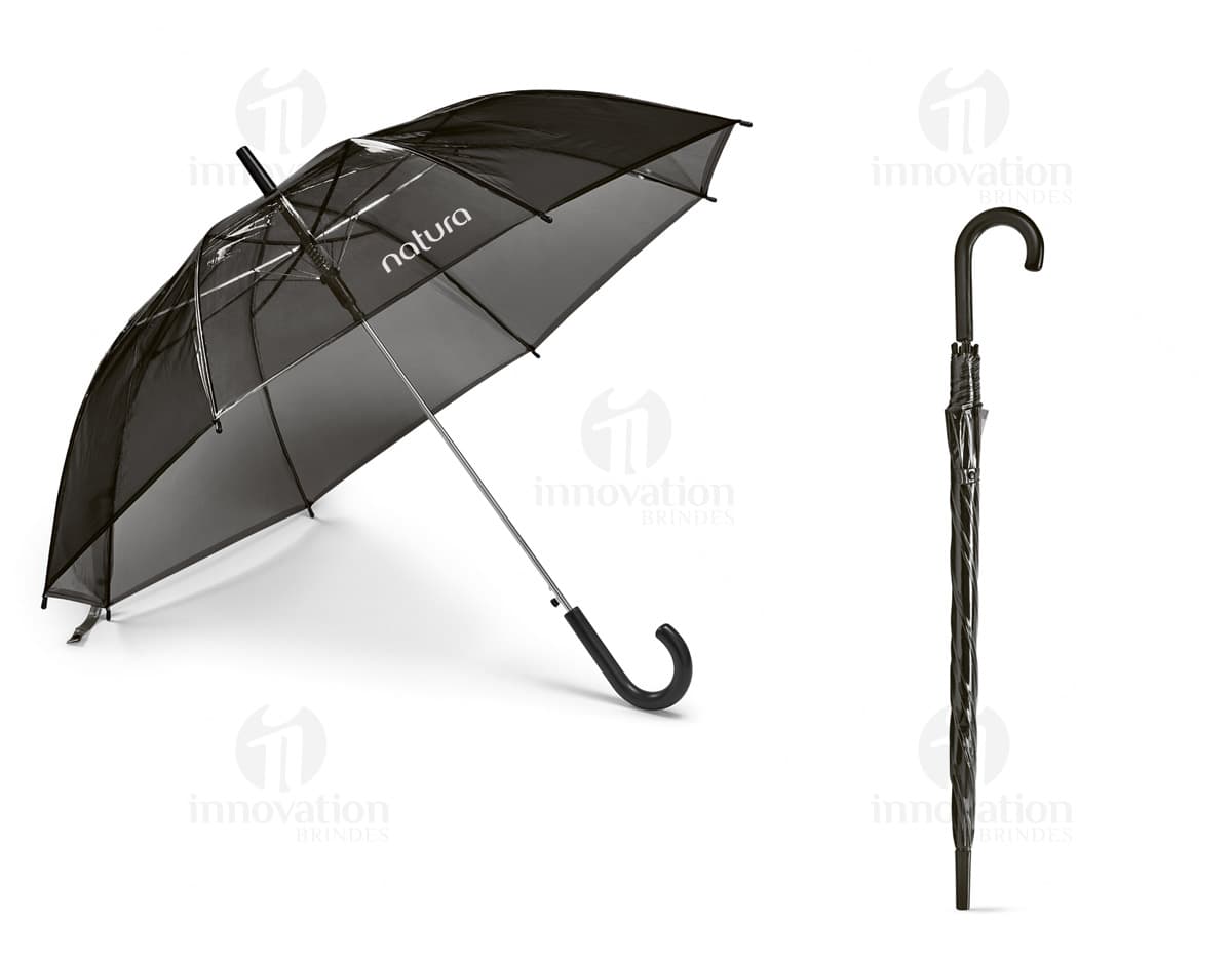 Guarda-chuva com abertura automática em cor azul, com detalhes em preto e cabo emborrachado. Guarda-chuva com abertura automática em cor azul, com detalhes em preto e cabo emborrachado.