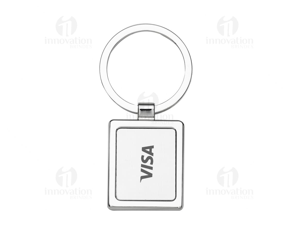 Chaveiro de metal quadrado com chapa. Chaveiro de metal quadrado com chapa.