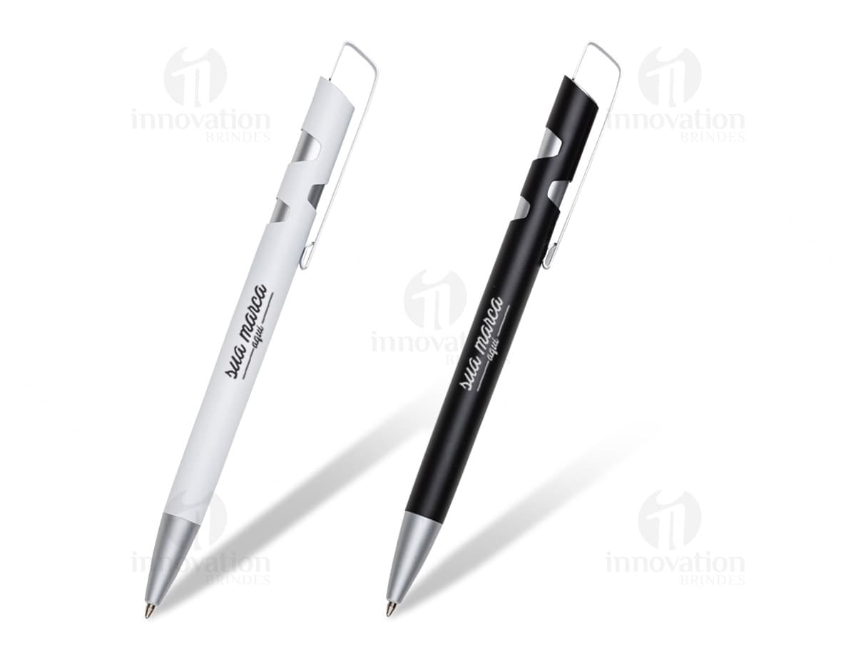 Caneta laser preta com design moderno e botão de acionamento na parte superior. Caneta laser preta com design moderno e botão de acionamento na parte superior.
