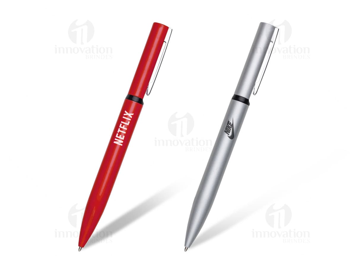 Caneta de Metal com Anel Preto e Clip Prata. Caneta de Metal com Anel Preto e Clip Prata.