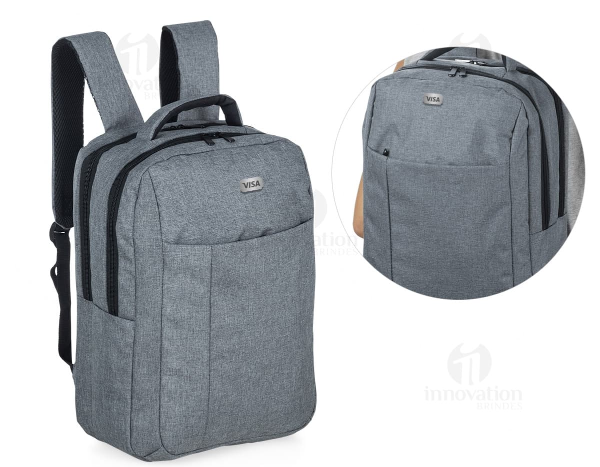 Mochila Nylon com Compartimento Notebook, cor preta, alças acolchoadas e compartimento frontal para guardar objetos. Mochila Nylon com Compartimento Notebook, cor preta, alças acolchoadas e compartimento frontal para guardar objetos.