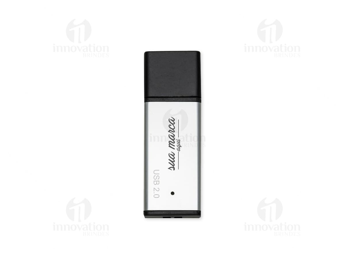 Pen drive retangular de metal com capacidade de 4GB. Pen drive retangular de metal com capacidade de 4GB.