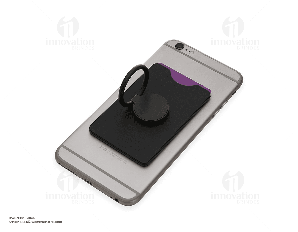 Porta Cartão para Celular em couro preto com capacidade para três cartões e adesivo para fixação na parte traseira do celular. Porta Cartão para Celular em couro preto com capacidade para três cartões e adesivo para fixação na parte traseira do celular.