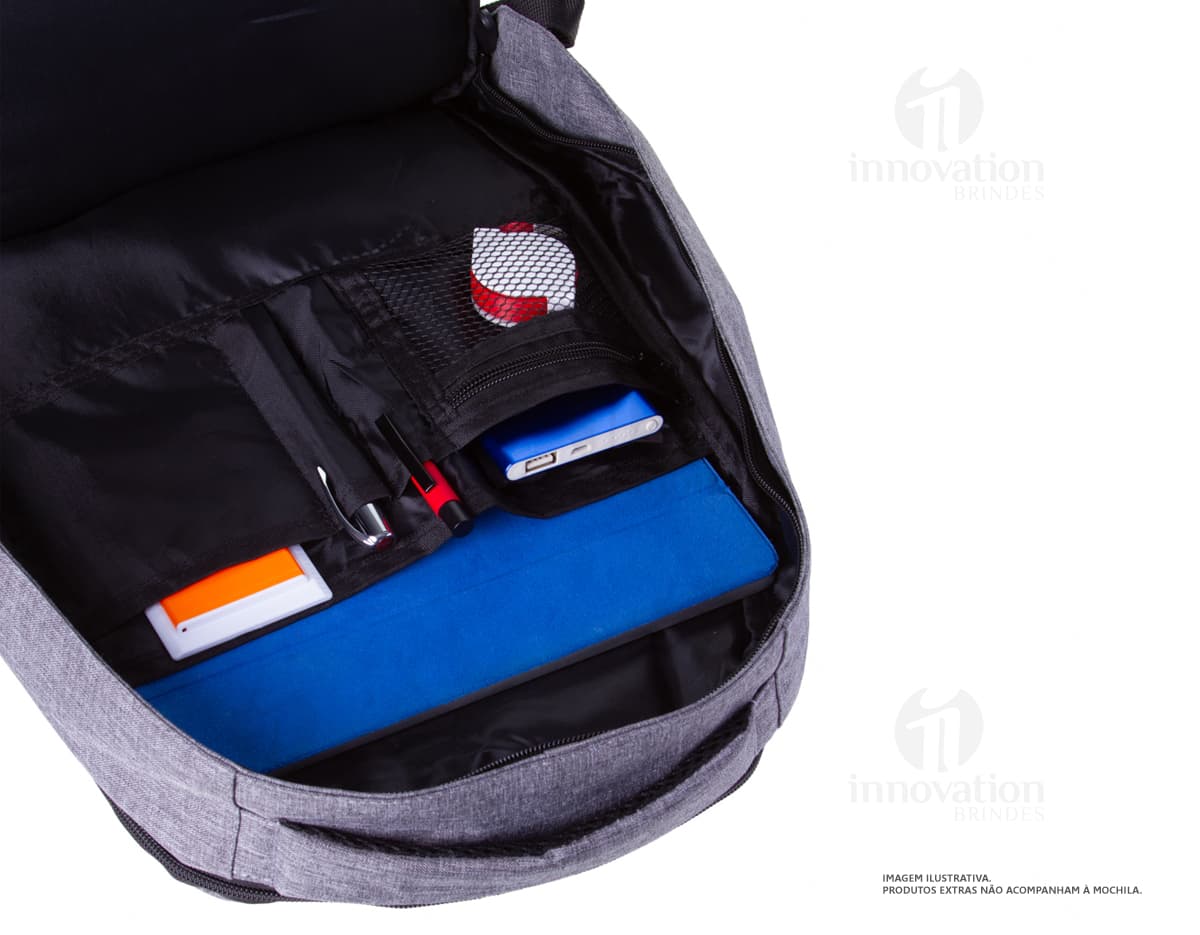 Mochila antifurto para notebook feita de poliéster. Mochila antifurto para notebook feita de poliéster.
