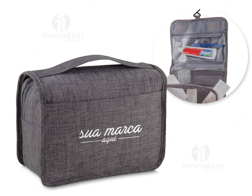 Necessaire de algodão com detalhes em cortiça.