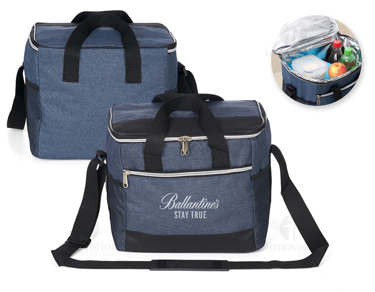 Bolsa térmica de 18 litros com bolsos telados. Bolsa térmica de 18 litros com bolsos telados.