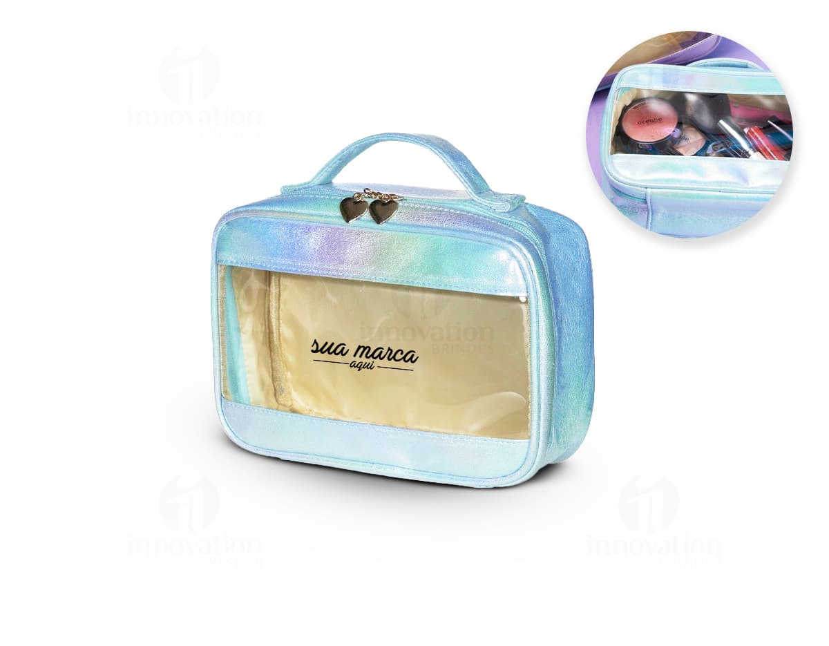 Necessaire de algodão com detalhes em cortiça. Necessaire de algodão com detalhes em cortiça.