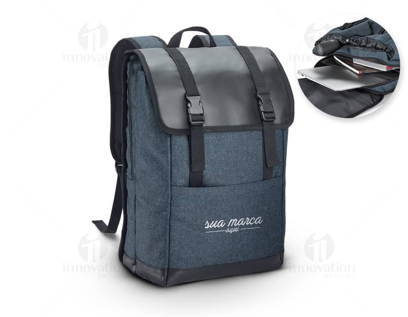 Mochila para notebook de poliéster tamanho 15,6 polegadas, na cor preta.