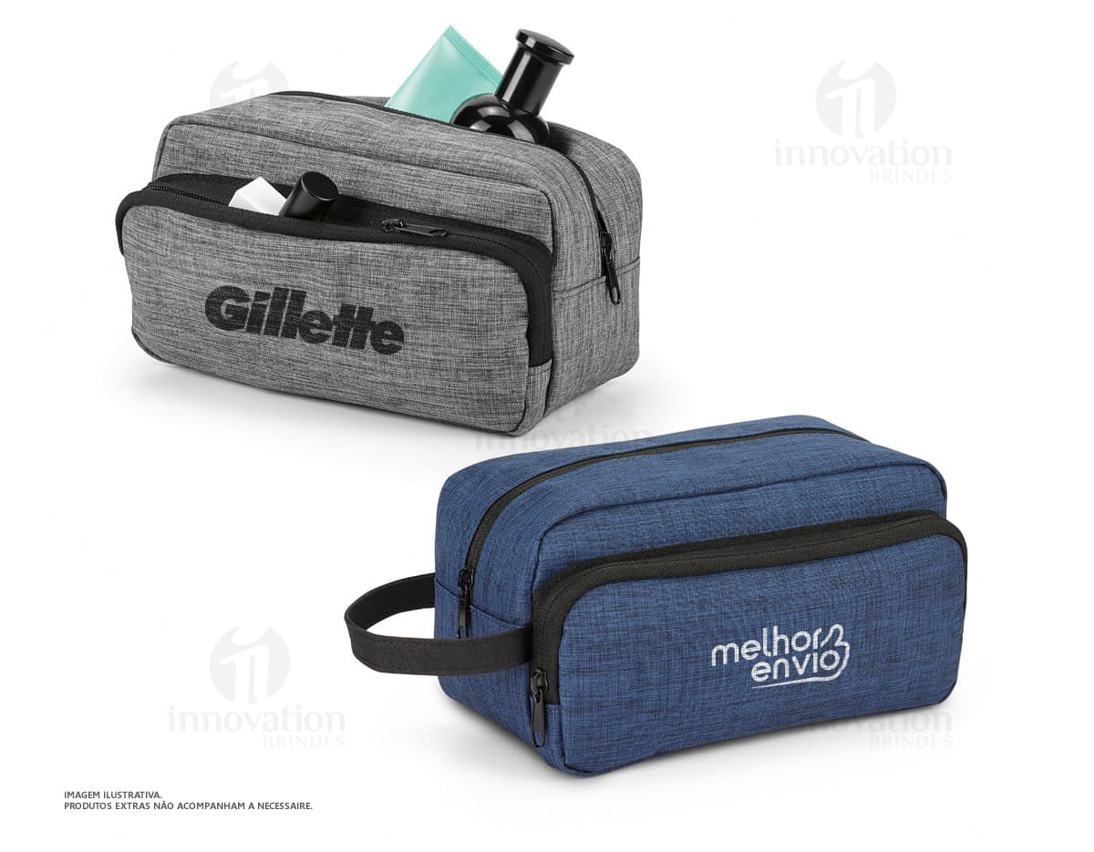 Necessaire 600D alta densidade forrada preta com zíper e alça de mão. Necessaire 600D alta densidade forrada preta com zíper e alça de mão.