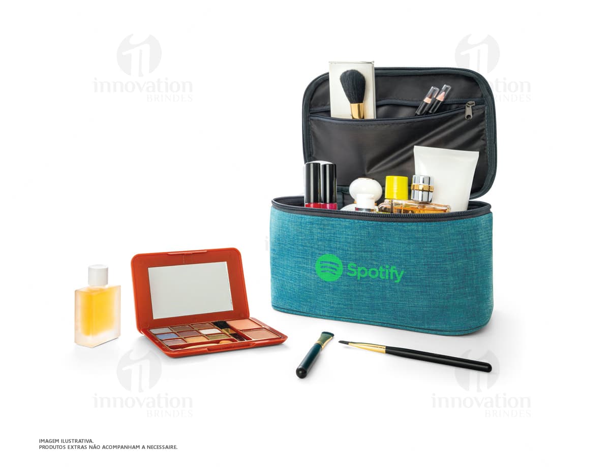 Necessaire almofadada 300D com bolso interno Necessaire almofadada 300D com bolso interno