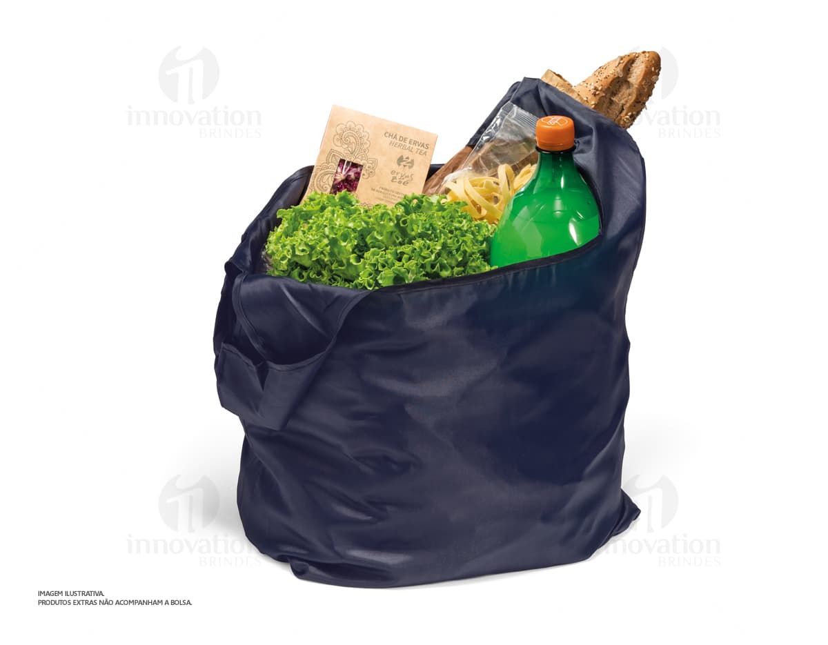 Sacola dobrável de 370 x 400 mm em cor verde, feita de material resistente e com alças para transporte. Sacola dobrável de 370 x 400 mm em cor verde, feita de material resistente e com alças para transporte.