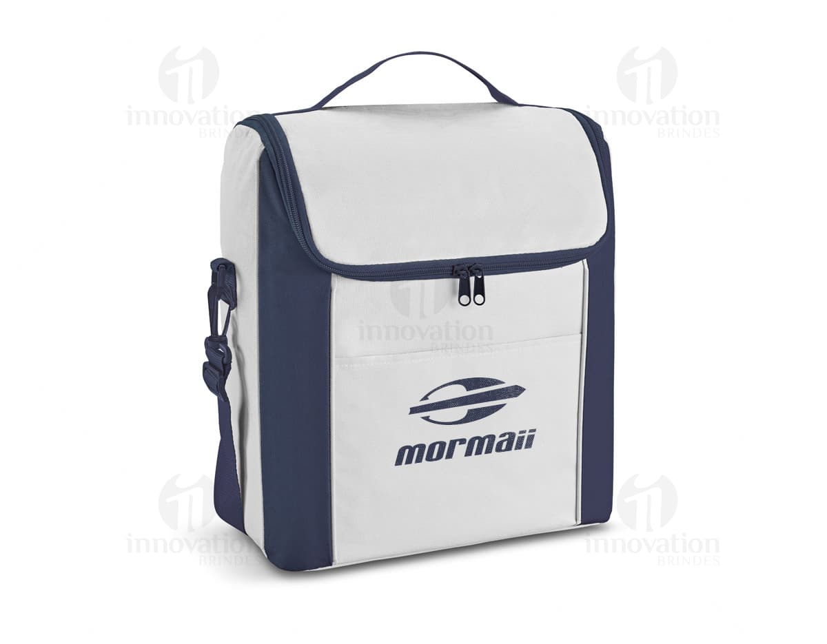 Bolsa térmica em Nylon com faixa refletiva, na cor preta. Bolsa térmica em Nylon com faixa refletiva, na cor preta.