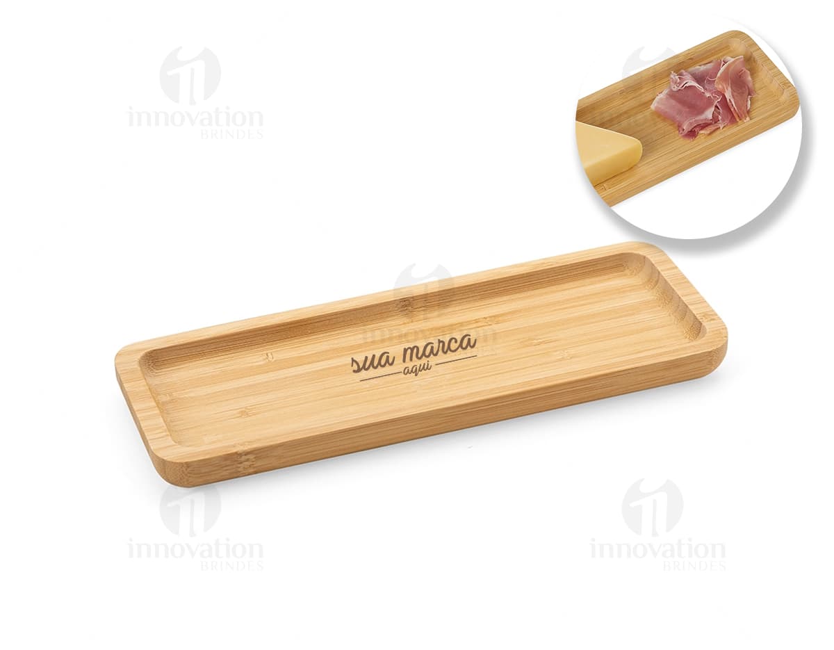 Petisqueira de bambu retangular de 26 x 10 centímetros, com bordas lisas e design elegante. Petisqueira de bambu retangular de 26 x 10 centímetros, com bordas lisas e design elegante.