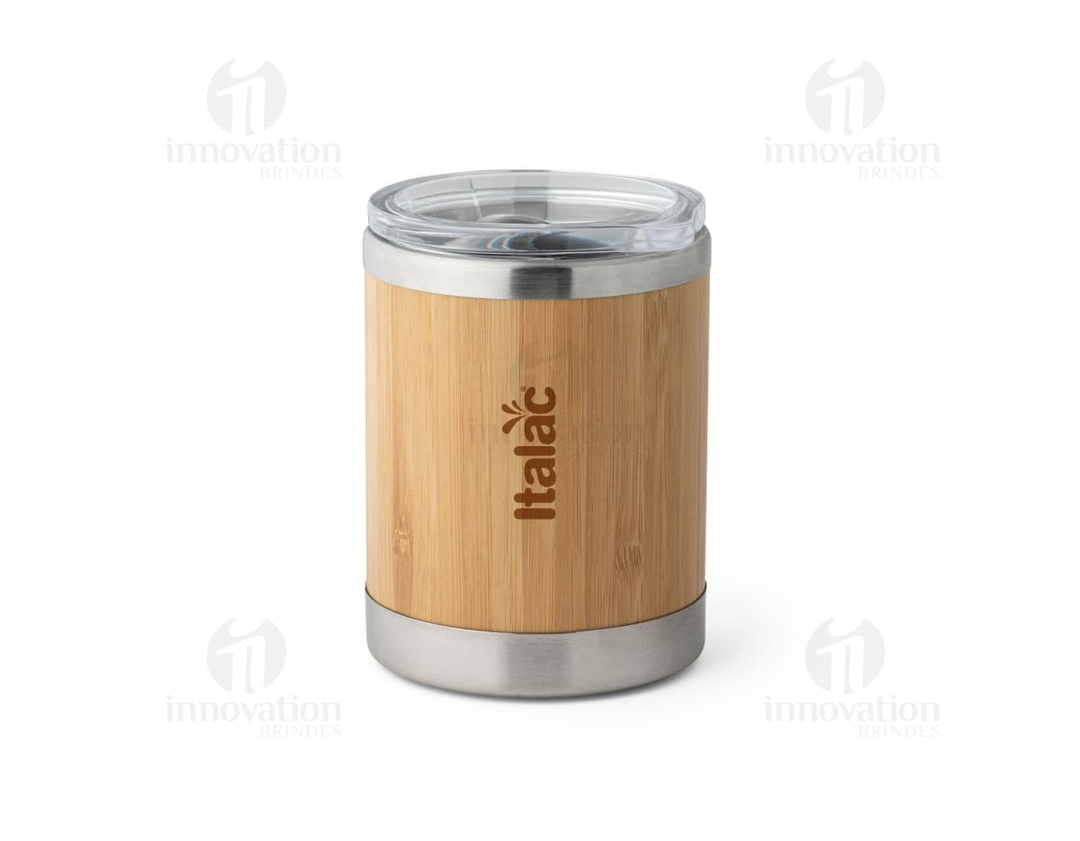 Copo de bambu 350ML em destaque, com design elegante e sustentável. Copo de bambu 350ML em destaque, com design elegante e sustentável.