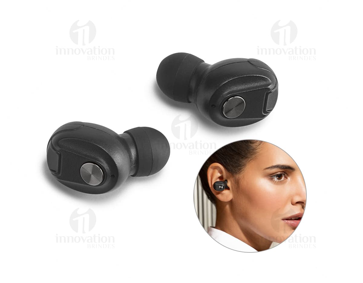 Fone de ouvido wireless Bluetooth 5.0 ABS preto. Fone de ouvido wireless Bluetooth 5.0 ABS preto.
