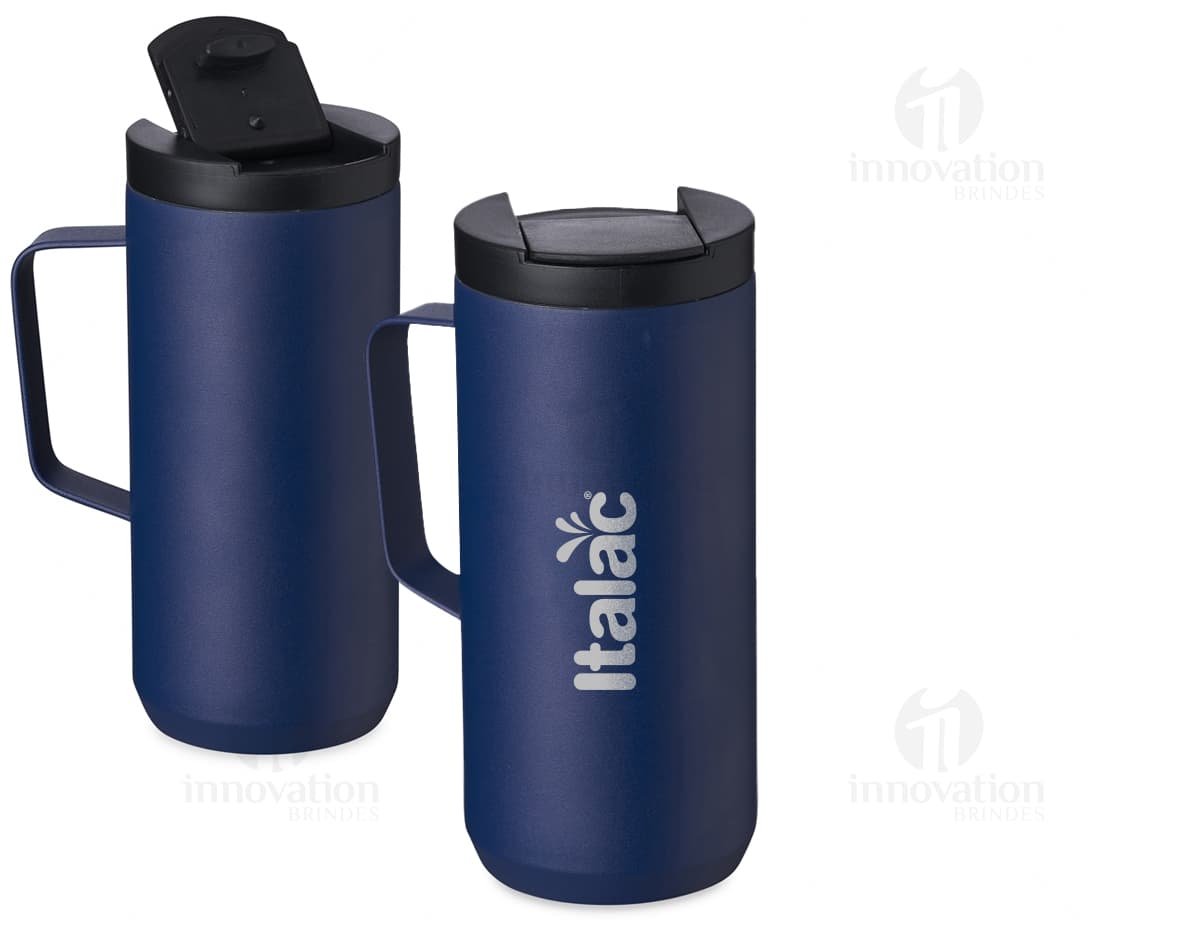 Caneja Térmica 400ml em cor preta, com tampa de rosca e alça para transporte. Caneja Térmica 400ml em cor preta, com tampa de rosca e alça para transporte.