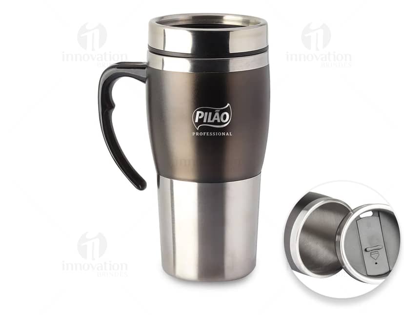 Caneca 400ml de cerâmica preta brilhante - Perfeita para desfrutar sua bebida favorita de manhã! Resistente, higiênica e com capacidade ideal para café ou chá. Adquira já a sua!