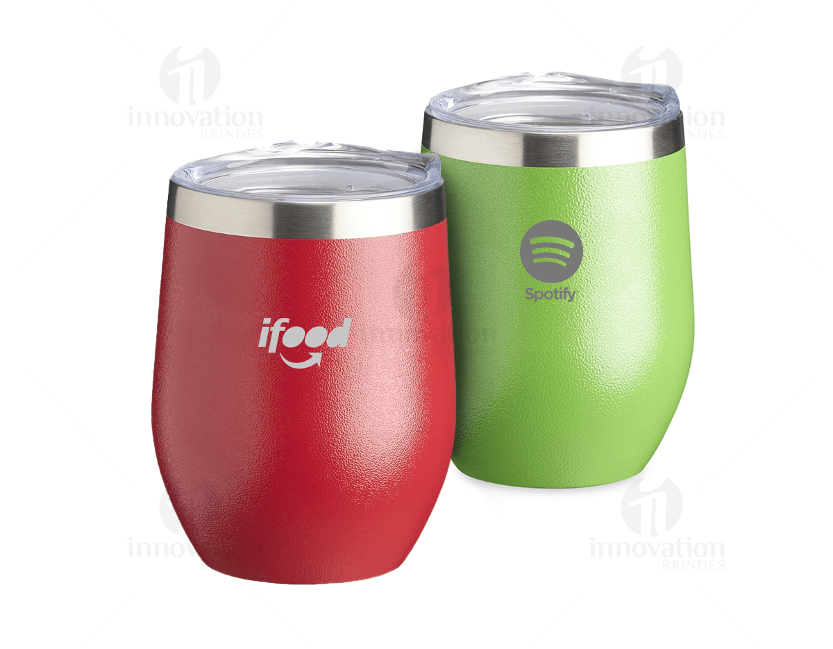 Copo Inox Texturizado 320ml em fundo branco. Copo Inox Texturizado 320ml em fundo branco.