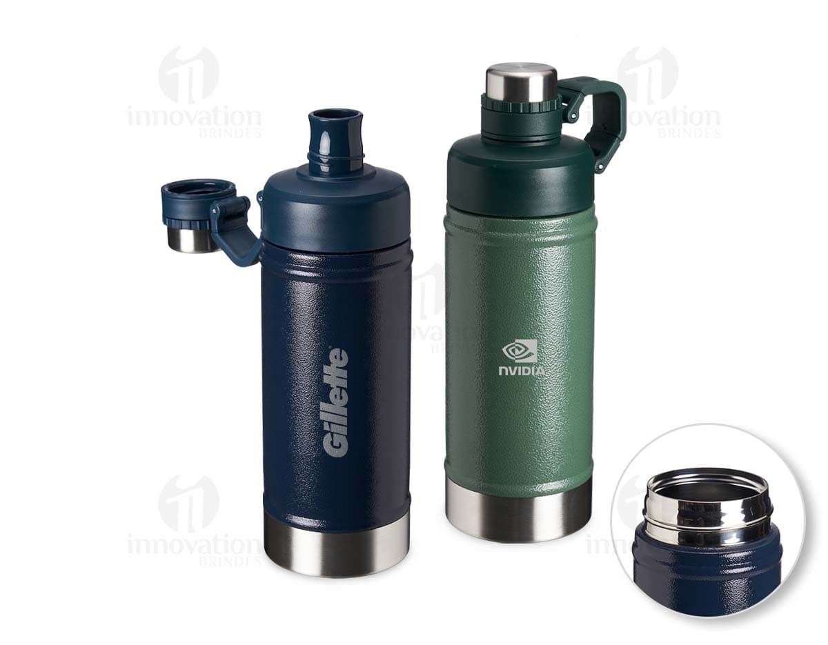 Garrafa térmica inox com capacidade de 500ml e tampa inclusa. Garrafa térmica inox com capacidade de 500ml e tampa inclusa.