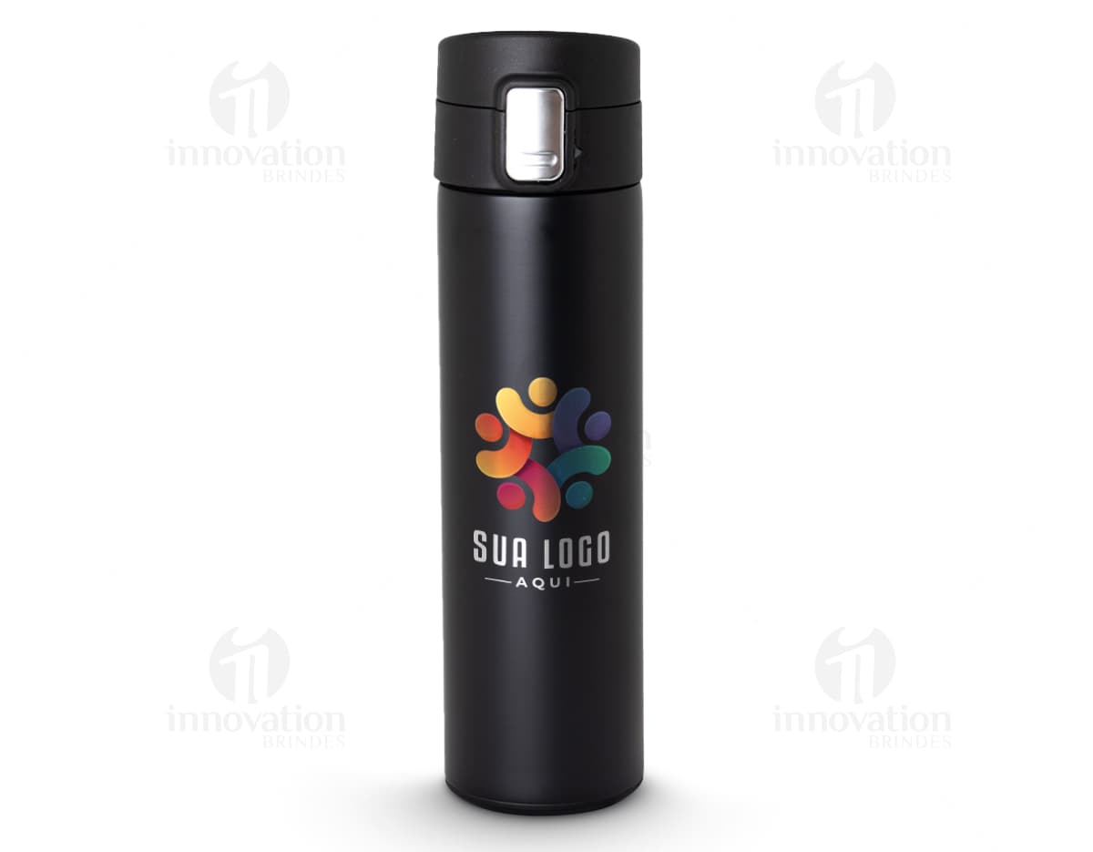 Garrafa térmica de 250ml em cor prata, com tampa rosqueável e alça para transporte. Garrafa térmica de 250ml em cor prata, com tampa rosqueável e alça para transporte.