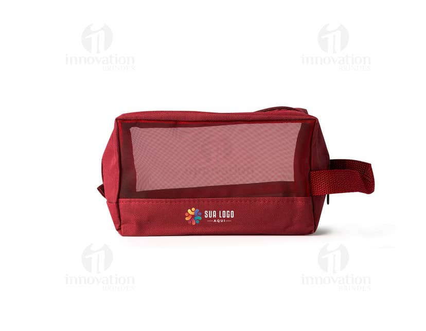 Necessaire impermeável com compartimentos em material PU.