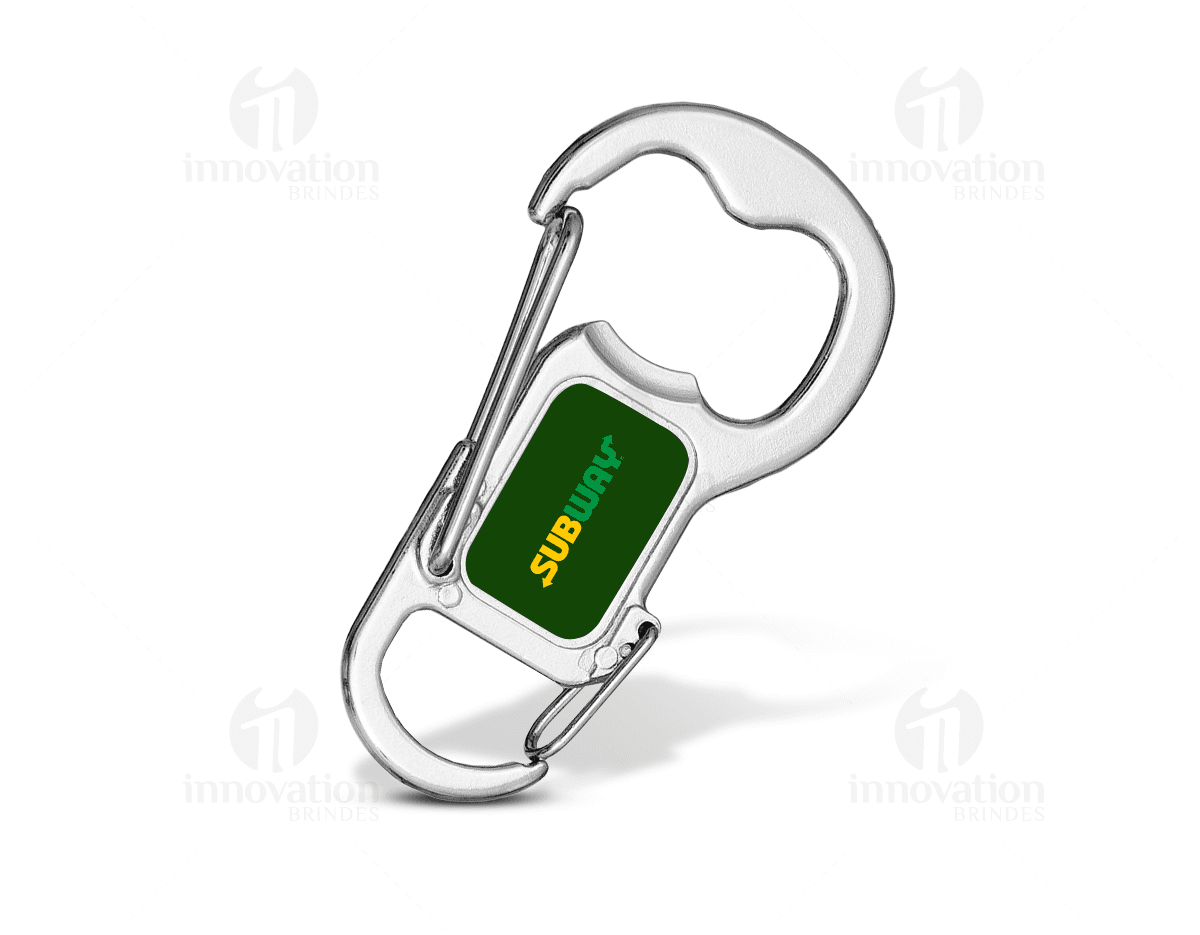 Chaveiro mosquetão duplo em metal prateado com dois ganchos. Chaveiro mosquetão duplo em metal prateado com dois ganchos.