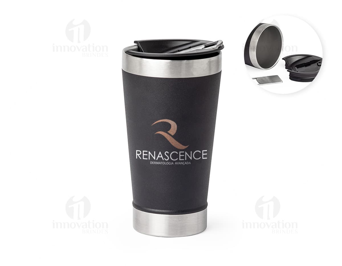 Copo Inox Texturizado 320ml em fundo branco. Copo Inox Texturizado 320ml em fundo branco.